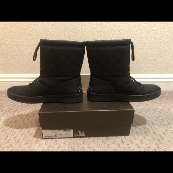 AUTHENTIC NYLON GUCCI GUCCISSIMA MIRO’SOFT NERO/NERO BOOTS - Picture 5 of 12